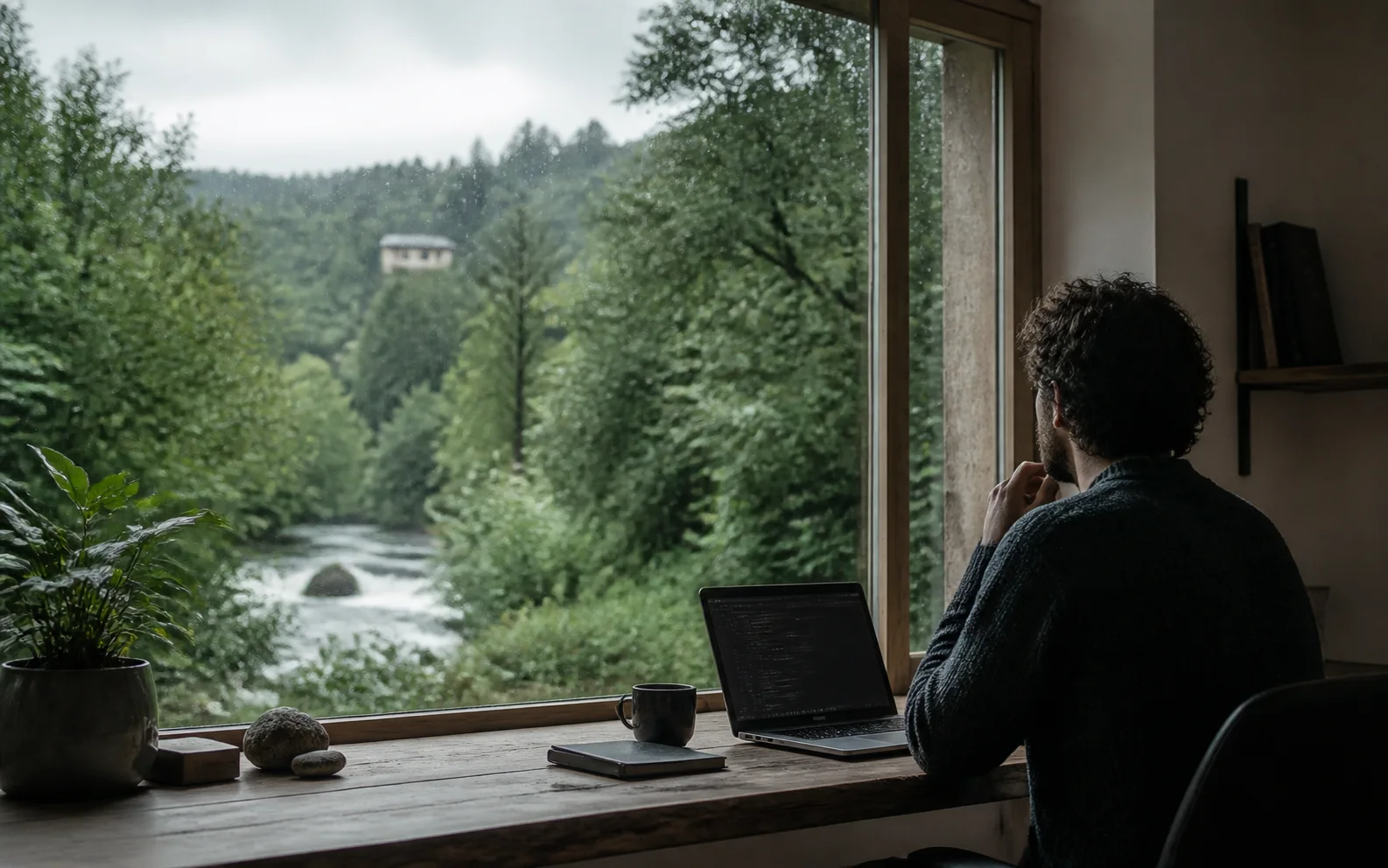 Programmatore in mezzo alla natura